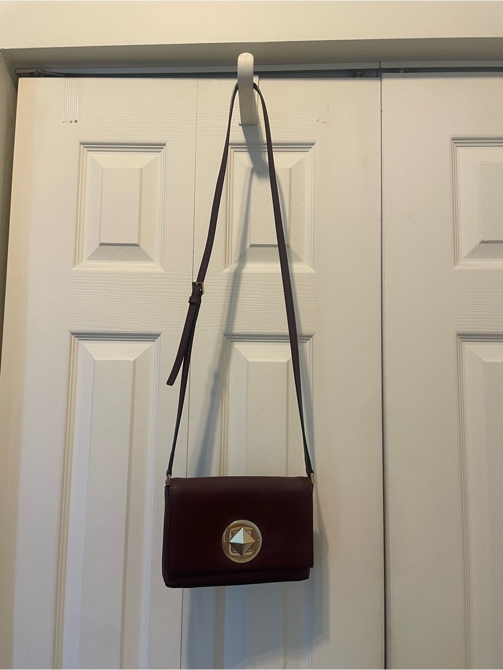 Kate Spade Burgundy Crossbody Shoulder Bag with Gold Accent